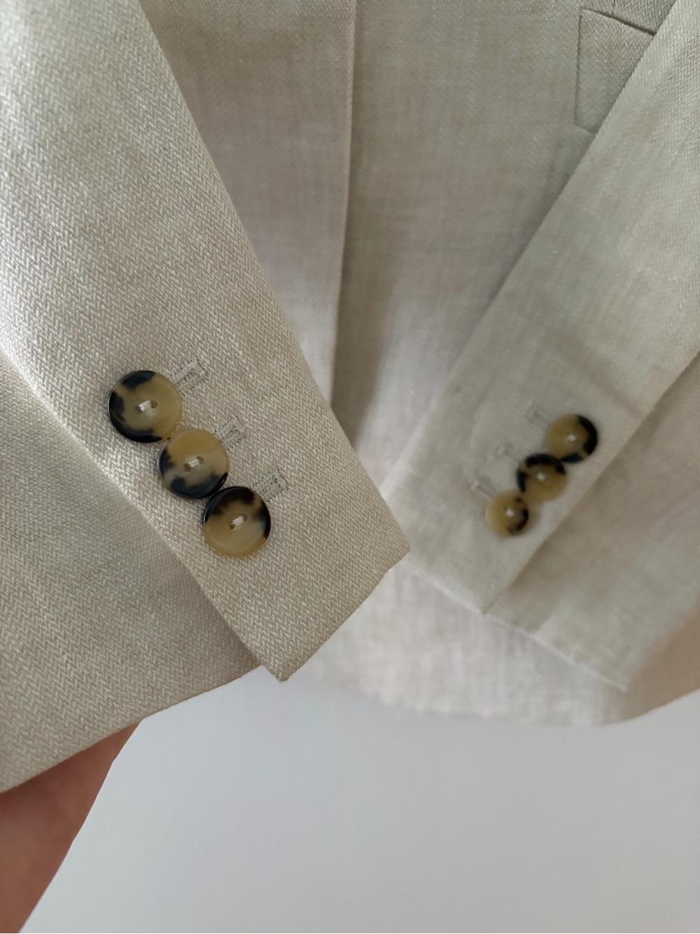 Massimo Dutti Size 2 Beige 100% Linen Blazer Single Button Striped Lining - Picture 3 of 13